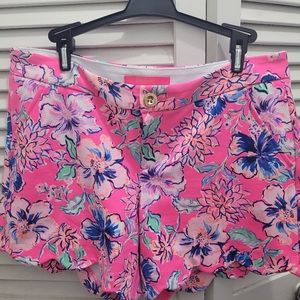 Lilly Pulitzer Vibrant Pink Floral High-Waist Shorts